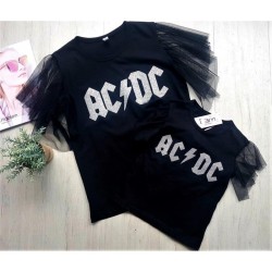 Παιδικό T-shirt ACDC Μαύρο με Mανίκι Τούλι